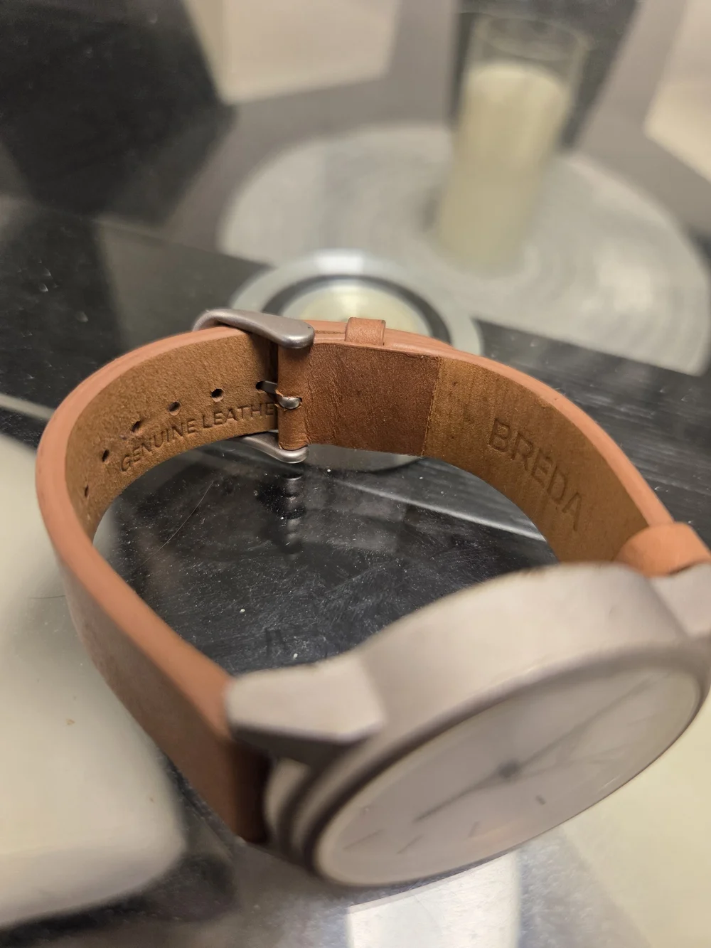Breda Men’s Watch with White Dial and Tan Leather Strap